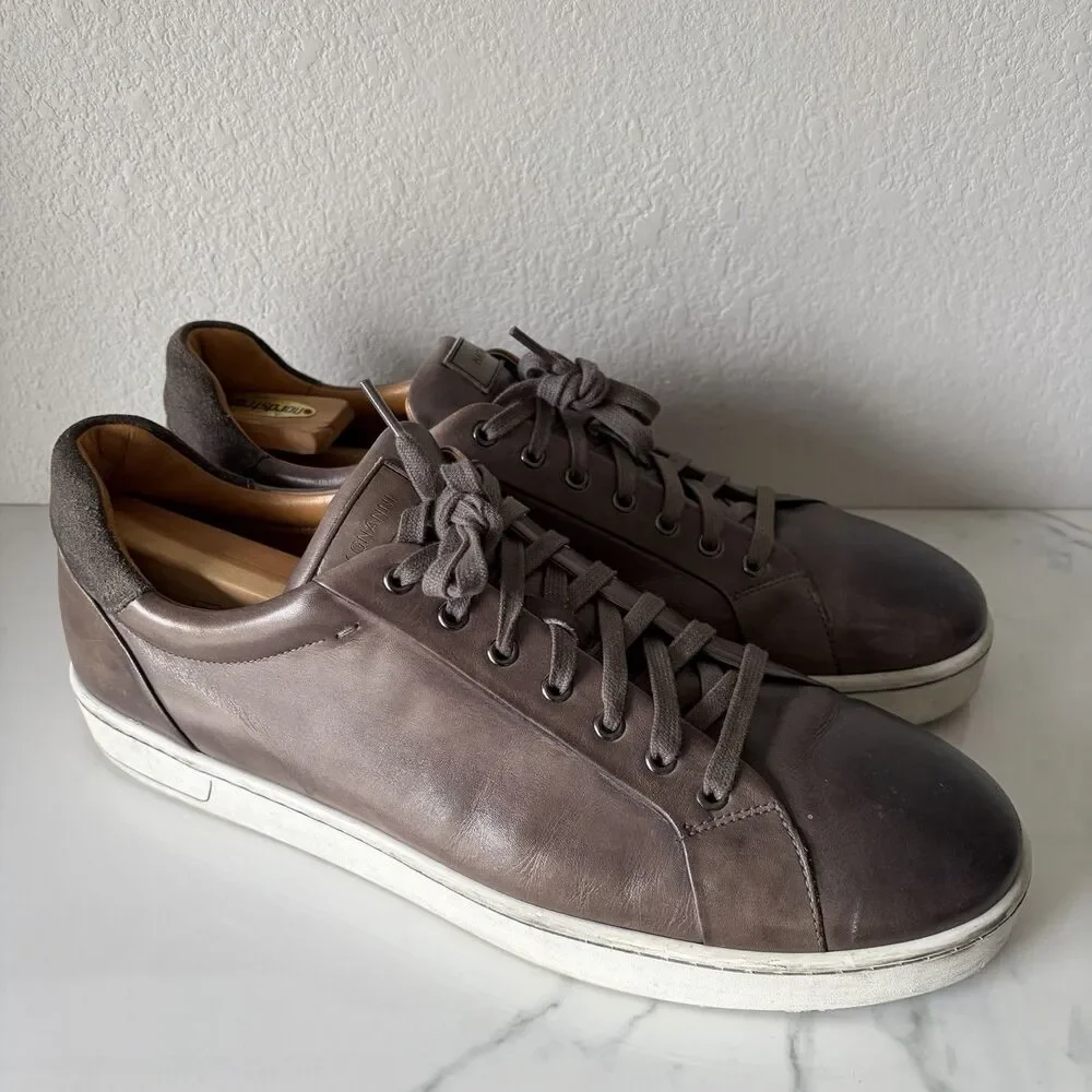Magnanni Mens Elonso Low Sneaker Size 15 M Brown Leather Casual Shoe Museum Calf